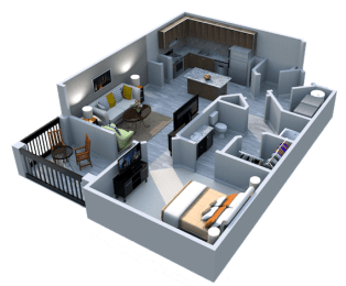 Lake Nona Ariel Apartments One Bedroom One Bath Sabal balcony Floor Plan