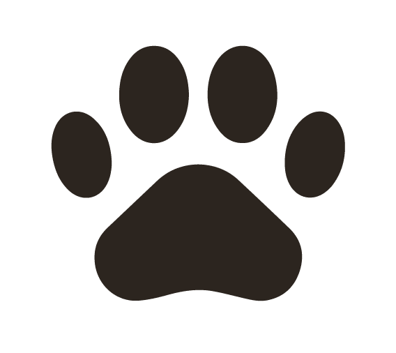 a black paw print icon on a white background
