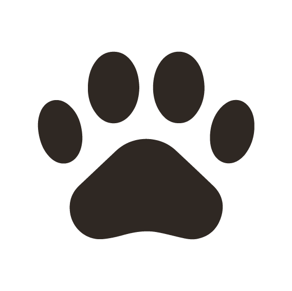 a black paw print icon on a white background