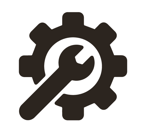 a silhouette of a gear with a wrench inside of it