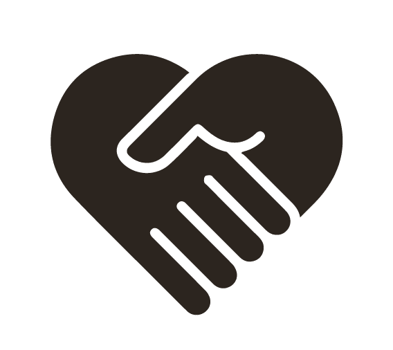 two hands shaking forming a heart icon