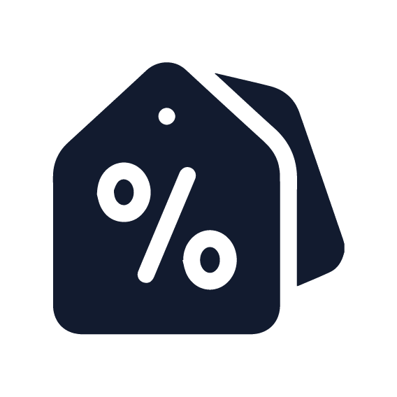 an illustration of a price tag with a percent sign