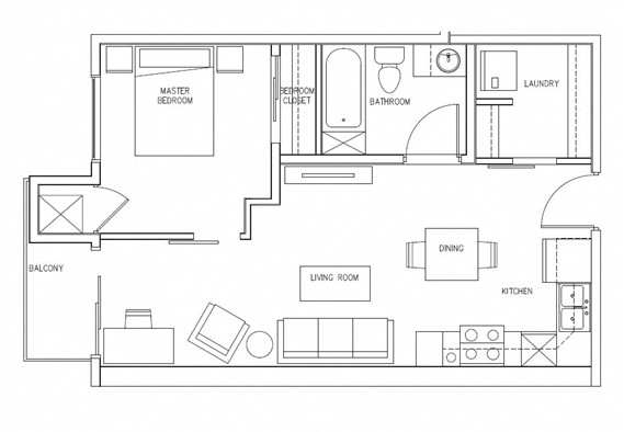Floor Plan  A floor plan of a suite type A2 apartment.