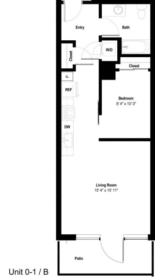 The Danforth Apartments 0-1B Floor Plan