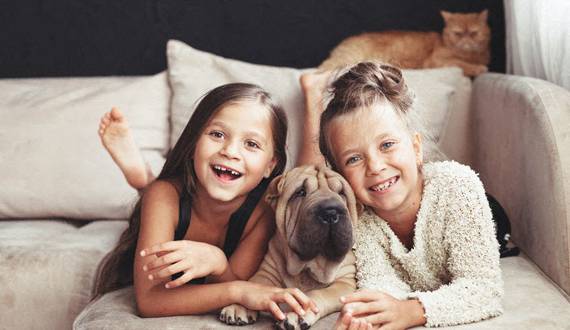 Kids with Puppy at The Villagio Apartments, Fayetteville