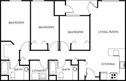  Floor Plan 3 Bedroom  2 Bathroom