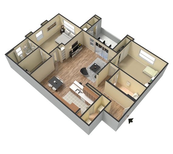 Floor Plan  2 Bedrooms, 2 Bathrooms