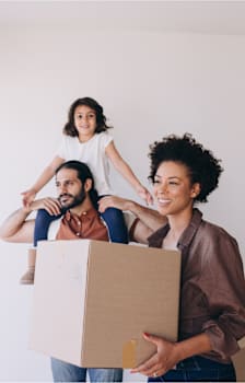 A family of four is moving into a new home.