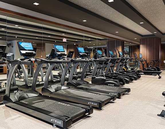 a row of treadmills in the gym at the palace ofperia hotel at Preston Centre, Columbus, Ohio, 43215