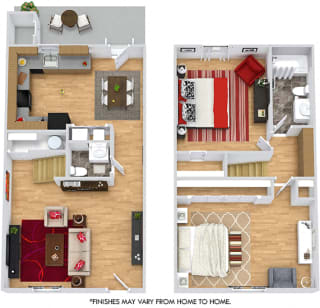 Biltmore 3D. 2 bedroom townhome. Kitchen ,living, and dinning rooms. 1 full bathroom &#x2B; powder room. Patio/balcony.