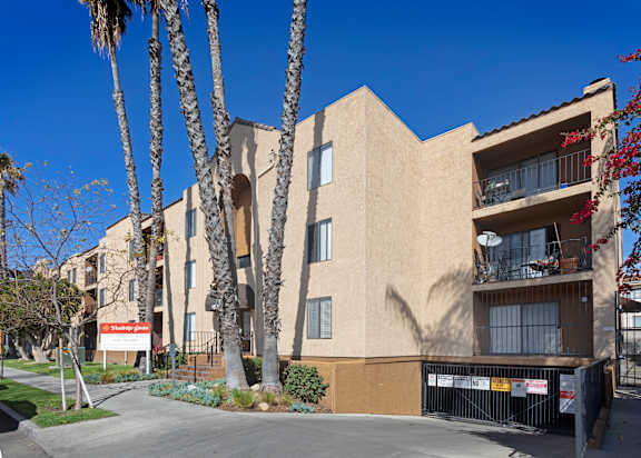 Front Entrance View of Building at Woodbridge Gardens, Toluca Lake, CA, 91602