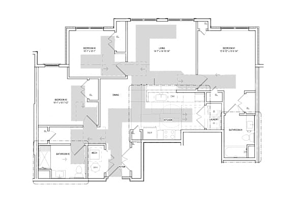 Riverwoods at Tollgate II - 2 Bedroom Floor Plan 3BHC
