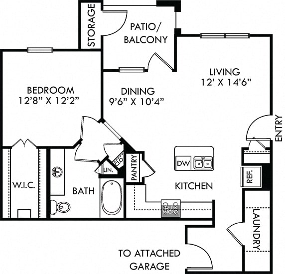 Marabella with Attached Garage. 1 bedroom apartment. Kitchen with island open to living/dinning rooms. 1 full bathroom. Walk-in closet. Patio/balcony.