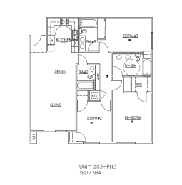  Floor Plan 3 Bedroom, 3 Bath