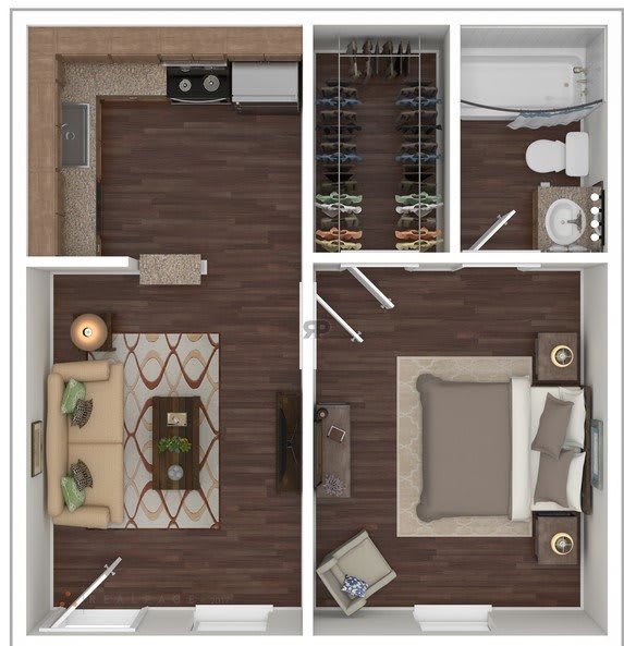 1 Bed 1 Bath Floor Plan at The Life at Forest View, Clute, TX, 77531