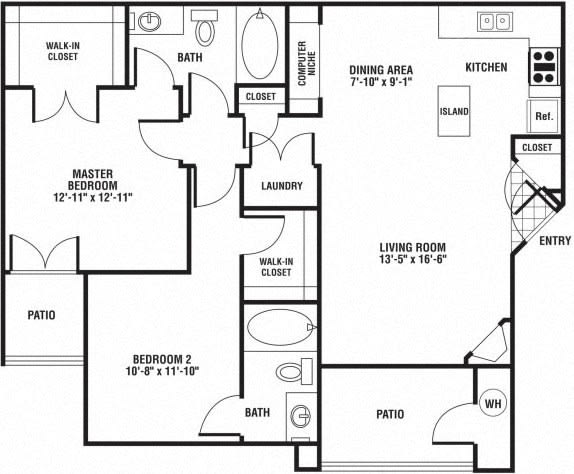 Floor Plan  2 bedroom 2 bath Floor Plan at The Preserve at Rock Springs, Rock Springs, 82901