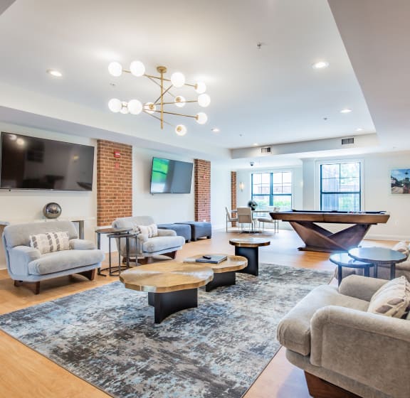 Game Room with Billiards Table at The Cosmopolitan at Lorton Station in Lorton, VA