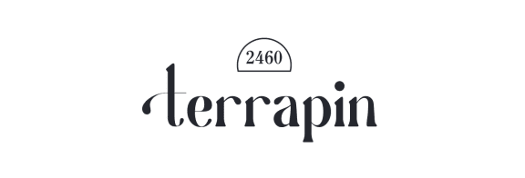 a logo with the words terrapin on a green background