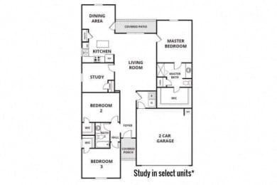 a floor plan of a house that is study in select units