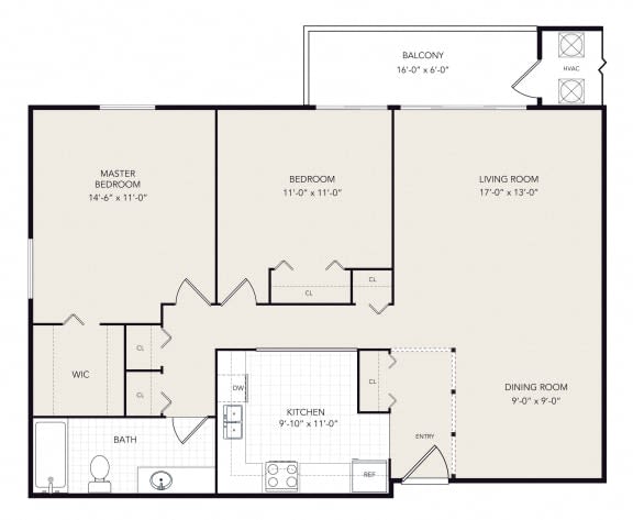 a floor plan of a 1 bedroom apartment