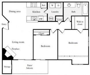 Two Bedroom One Bath floor plan  at Citrine Hills, Ontario
