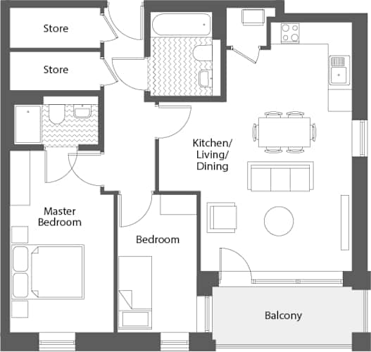 Floor Plan  2 bedroom apartment type 2