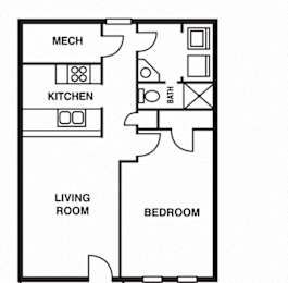  Floor Plan 1 Bedroom/1 Bathroom A