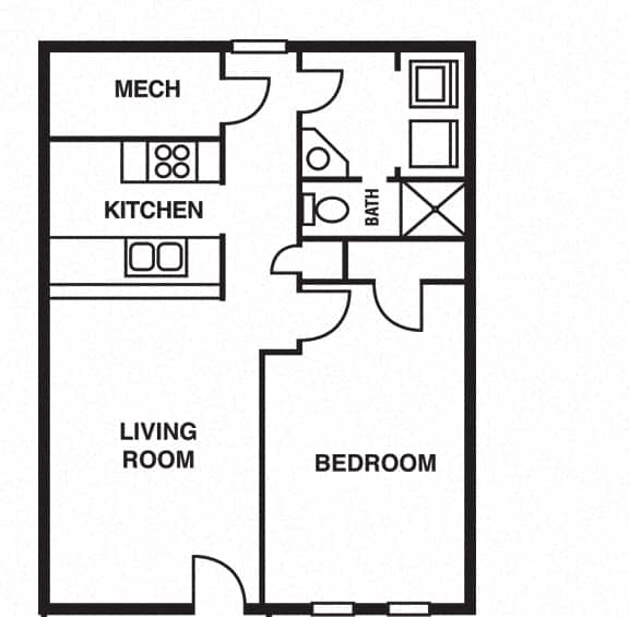 Floor Plan  1 Bedroom/1 Bathroom A