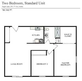  Floor Plan 2 Bedroom, 1 Bathroom