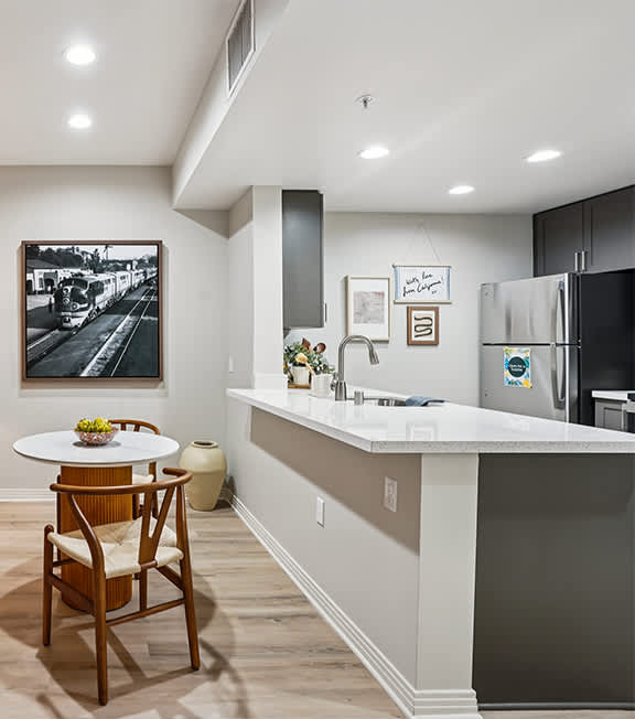 Kitchen counter at Haven at Del Mar Station Apartments in Pasadena CA