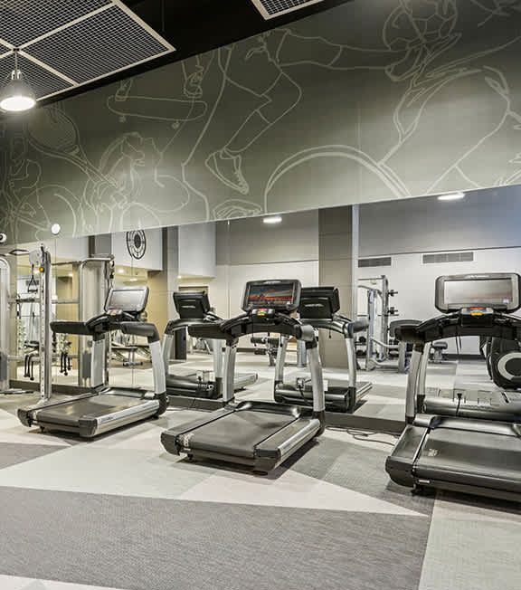 Fitness center at Haven at Del Mar Station Apartments in Pasadena CA