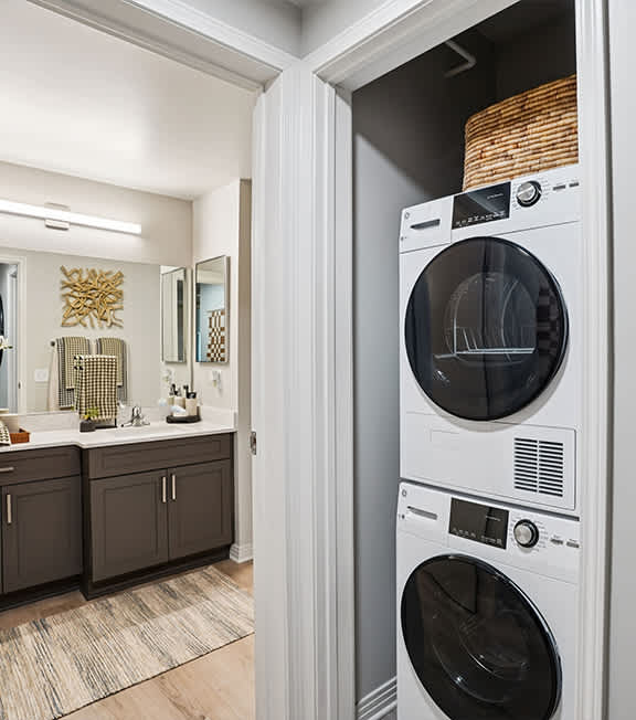 In unit laundry at Haven at Del Mar Station Apartments in Pasadena CA