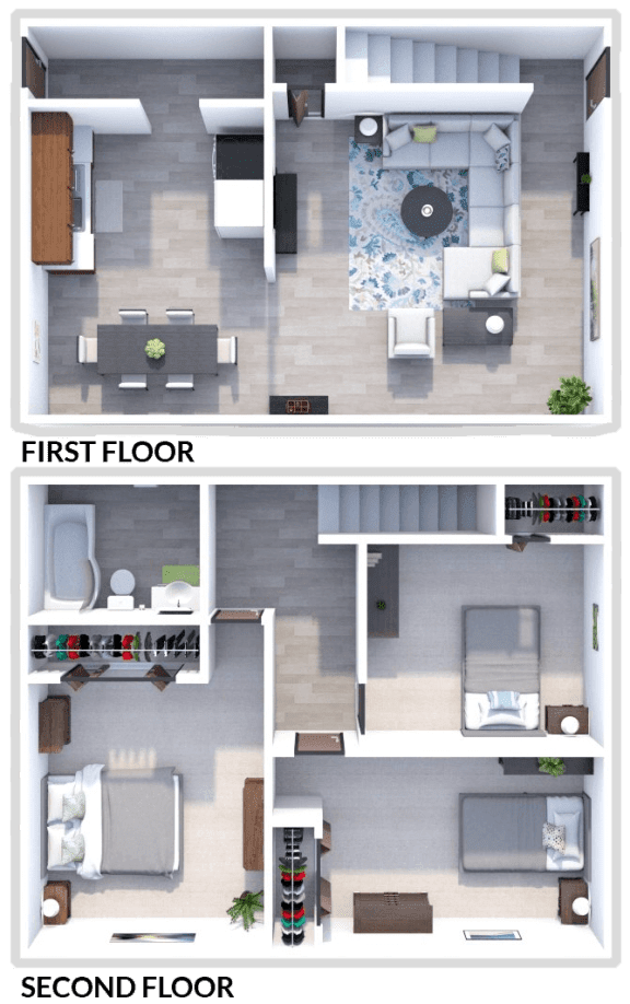 2d and 3d floor plan of a studio apartment