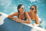 two women in a swimming pool