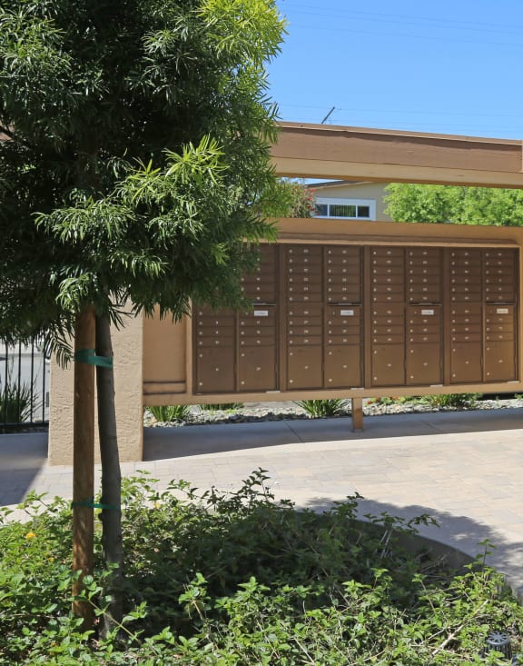 the lockers at the front of the building