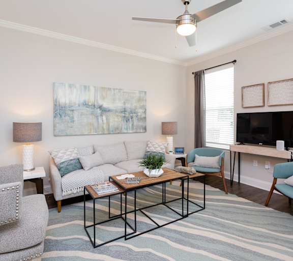 Stylish Living Room at Leland Station Apartments, North Carolina