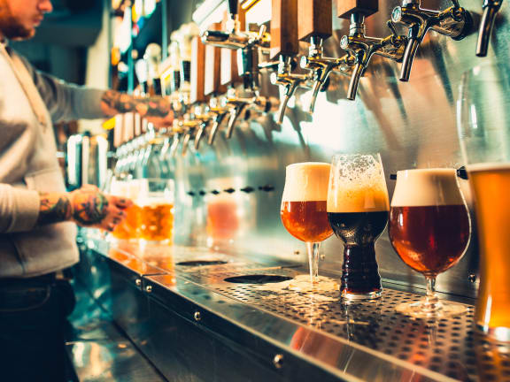 Beer Poured at a Bar at Refinery Row in Baltimore, MD, 21224