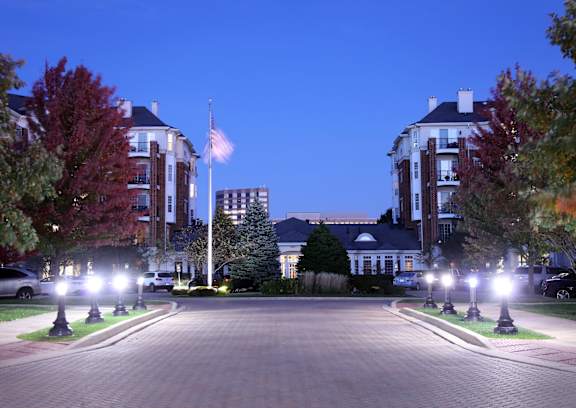 Exterior Building View at Night at Regency Place, Oakbrook Terrace, 60181