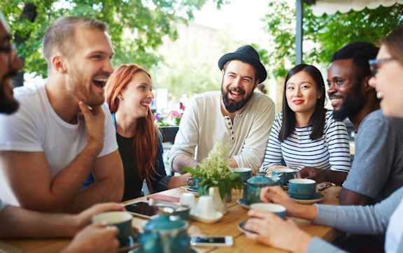 Group of People having Coffee Together at Edge 35 Apartments, Indianapolis, IN, 46203