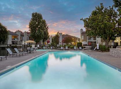 Pool at night at Waterfield Square