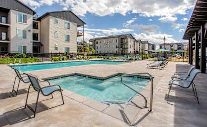Large Swimming Pool Next to Hot Tub at Meadows at Homestead Logan, UT 84321