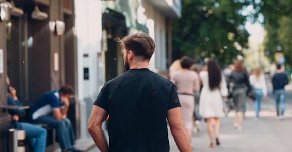a man walking down the street