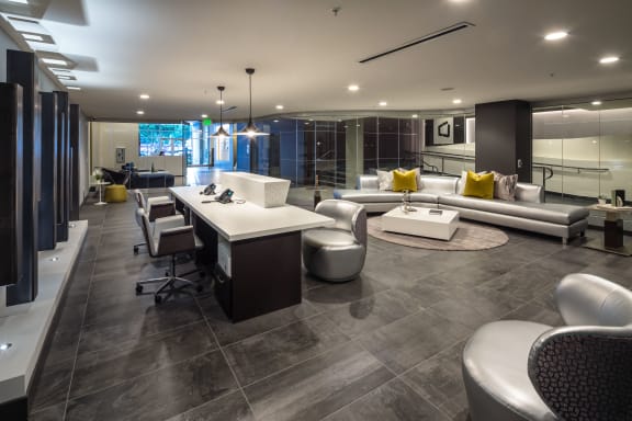 topaz leasing lobby at Topaz Apartments, California