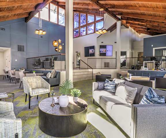 Seating in resident lobby at Rosemont Vinings Ridge Apartments, 3200 Post Woods Dr. NW, Atlanta