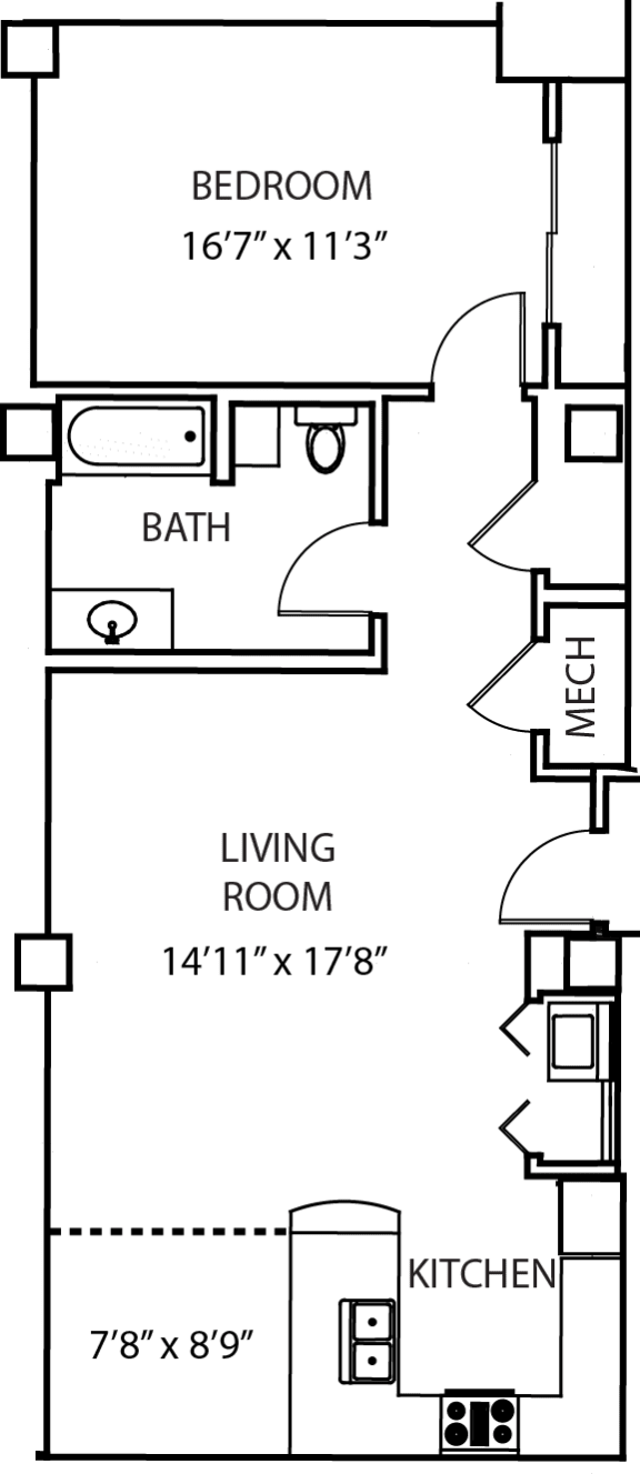 Floor Plan  Units 211-611 at Residences at Forest Park, Saint Louis, 63108