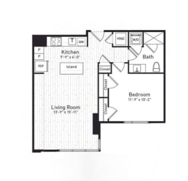 a floor plan of a home with a bedroom and a living room