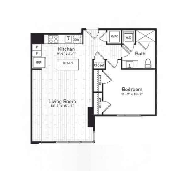 a floor plan of a home with a bedroom and a living room