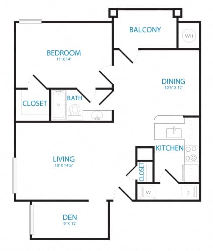 Floor Plan  1 bedroom den