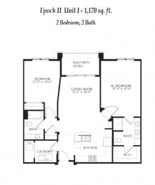 Floor Plan Epoch North - 2 Bed 2 Bath (I)