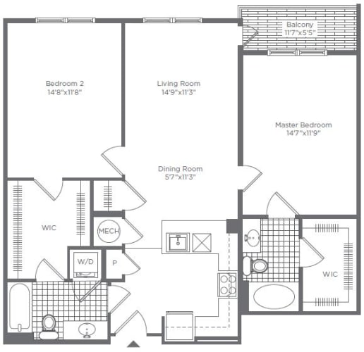 Floor Plan  2BR 2BA